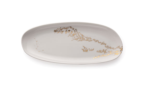 Two oval serving dishes - Enigmatic script set