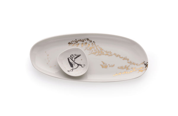 Oval serving dish - Enigmatic script 2