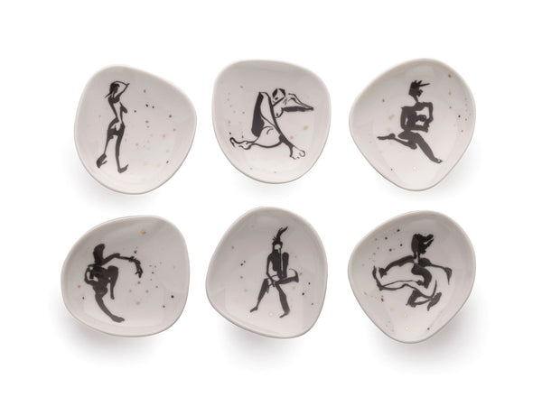 Six porcelain saucers - Women in space 1