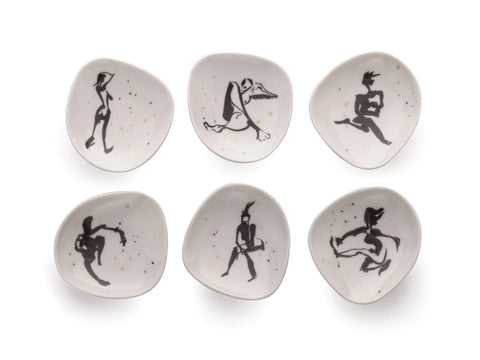 Six porcelain saucers - Women in space 1