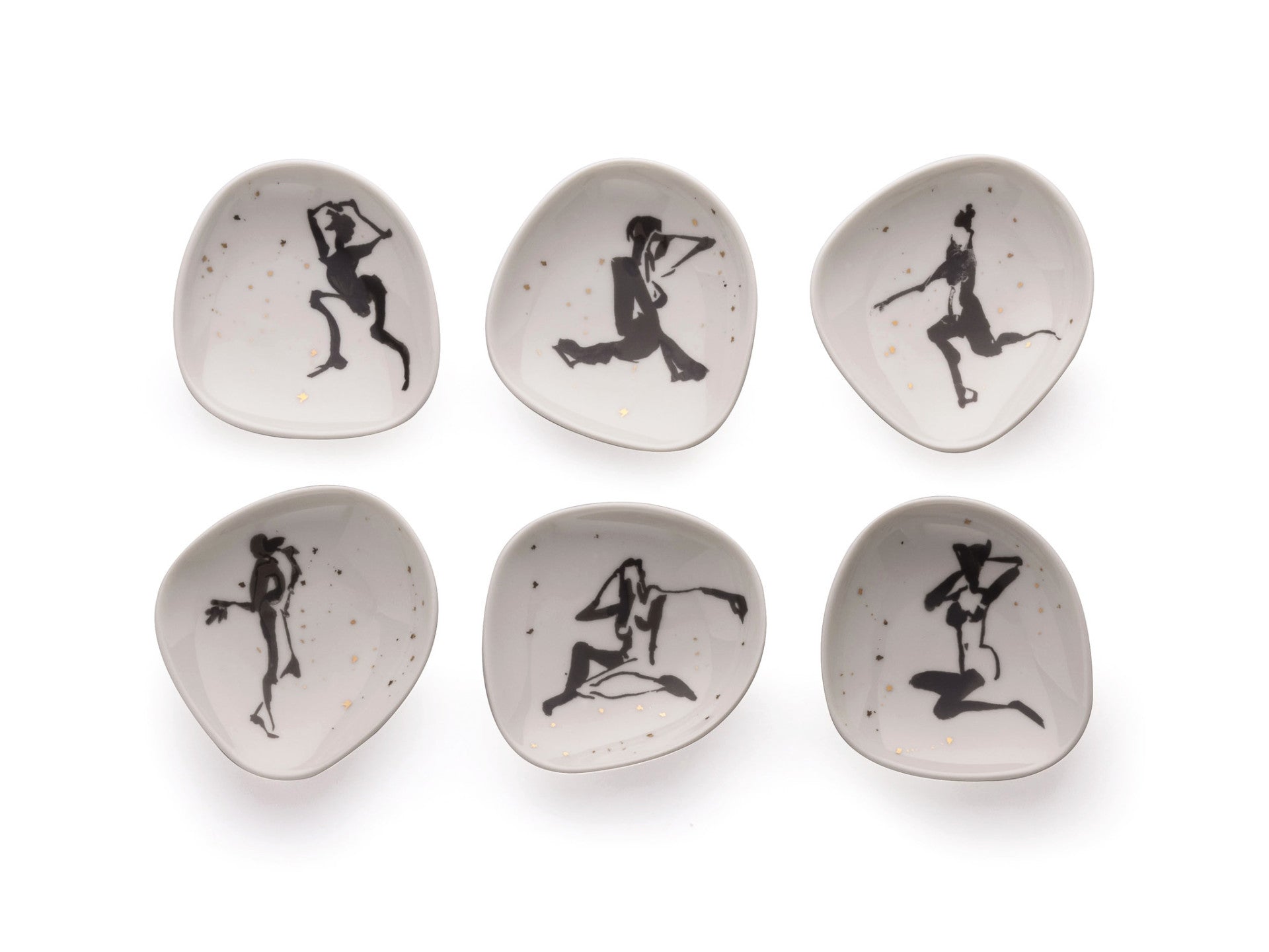 Six porcelain saucers - Women in space 2