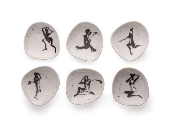 Six porcelain saucers - Women in space 2